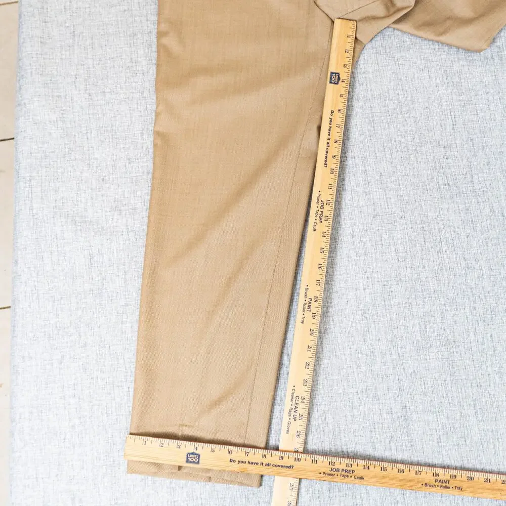 CANALI 1934 Men's PANTALONE Flat front Dress Pants tan wool size 52IT